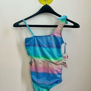 Limited Too Rainbow sparkle, mermaid One-Shoulder Swimsuit